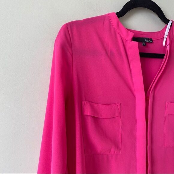 RO&DE Hot Pink Hidden Button Down Long Sleeve - Picture 5 of 8